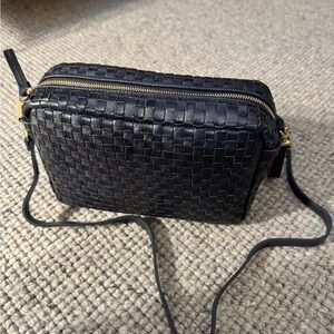 Clare V Midi Sac Navy Woven Crossbody